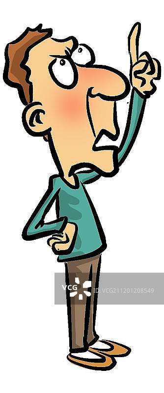 向上指的生气男人图片素材