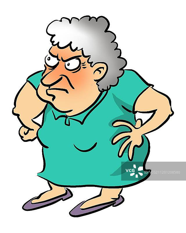 叉腰生气的老奶奶图片素材