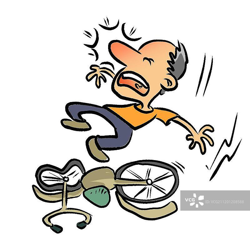 骑车摔倒的男人图片素材