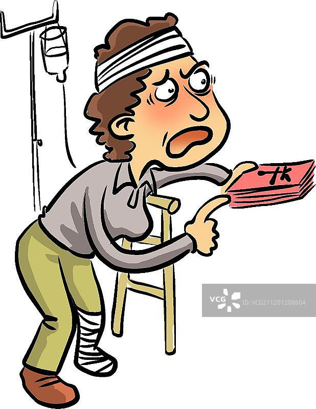 受伤拿钱的女人图片素材