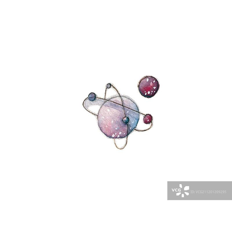 水彩手绘的魔幻星际星球图片素材