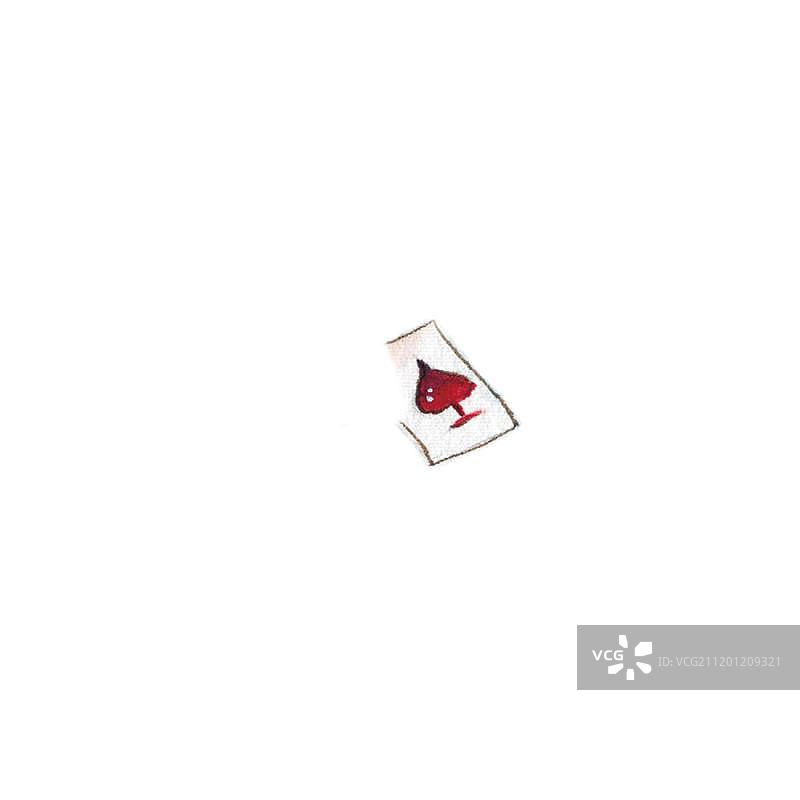 水彩手绘复古红桃扑克牌图片素材