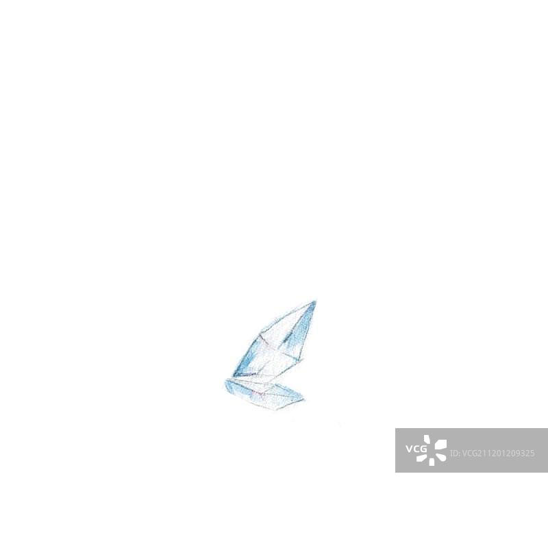 水彩手绘的透明水晶石头体图片素材