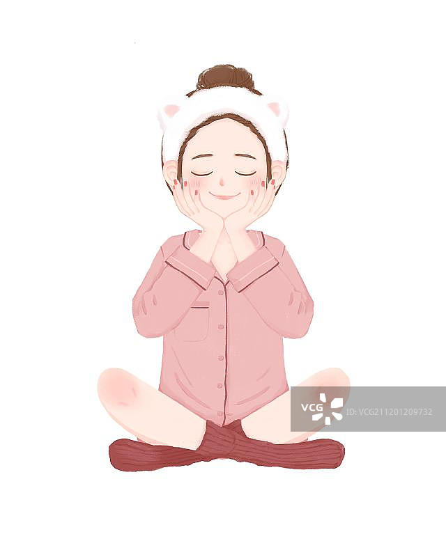 坐着的家居女孩图片素材