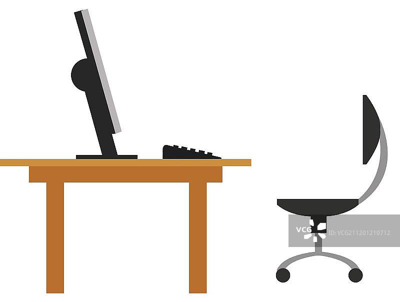 手绘卡通电脑桌椅子矢量插画图片素材