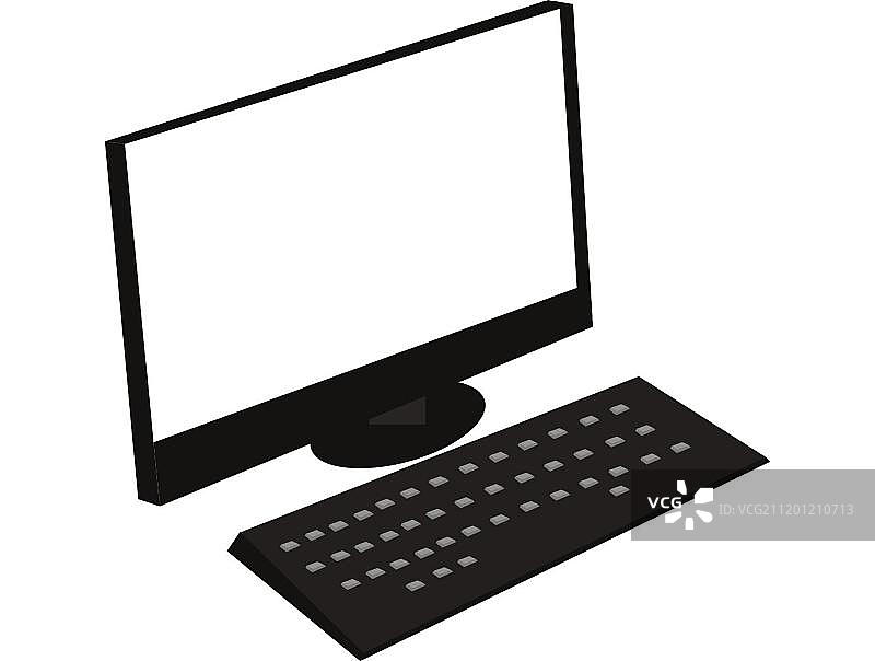 手绘卡通黑色电脑键盘插画图片素材