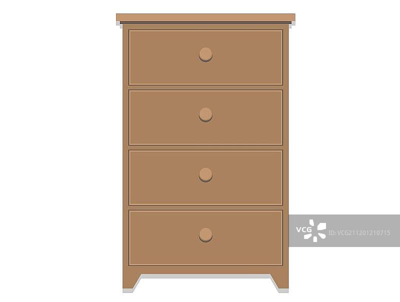 手绘卡通五斗柜矢量插画图片素材