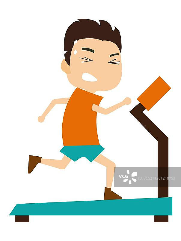 手绘健身奔跑挥汗的男士卡通矢量图片素材