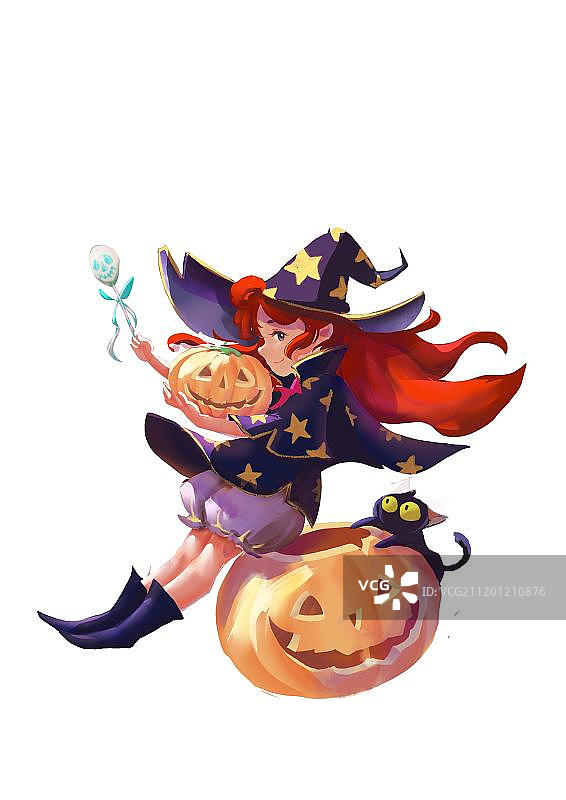 万圣节的小魔女图片素材