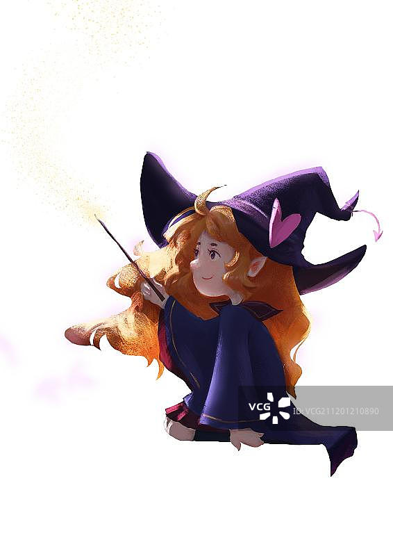 上课的小魔女图片素材