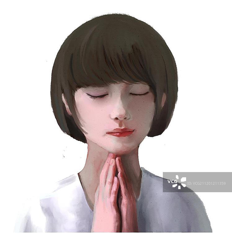 女孩祈祷图片素材