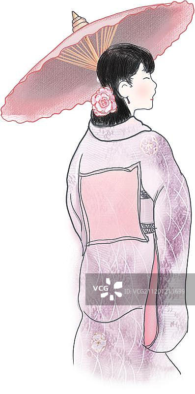 美丽可爱的日本和服女子图片素材