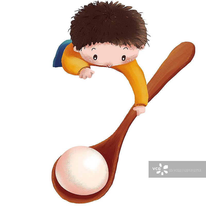 捞汤圆的男孩图片素材