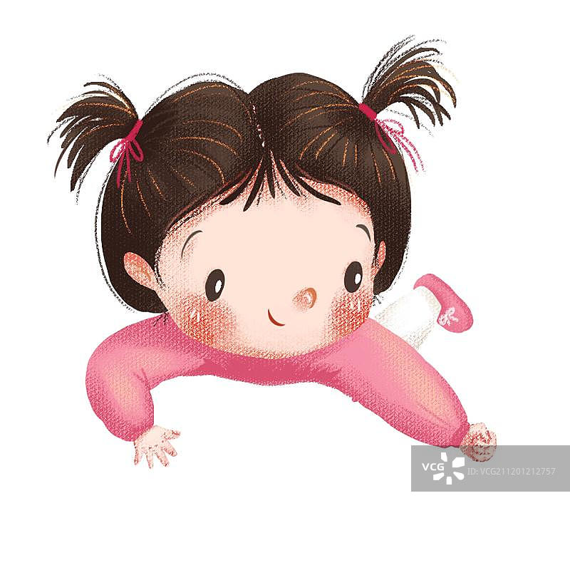 趴着玩耍的女孩图片素材