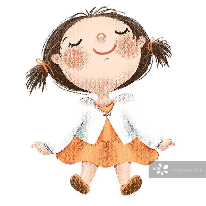 坐着闭目仰头的女孩图片素材