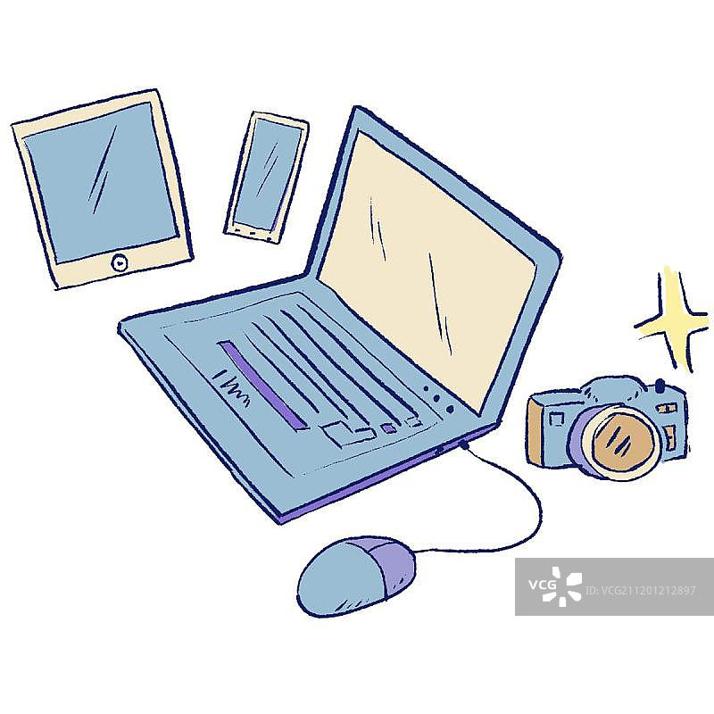 蓝色笔记本电脑电子产品图片素材