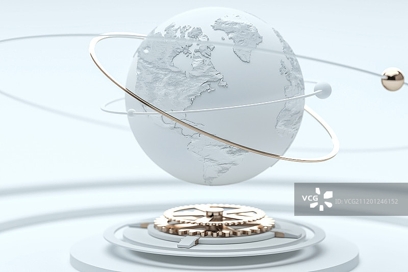3D机械上的地球仪图片素材
