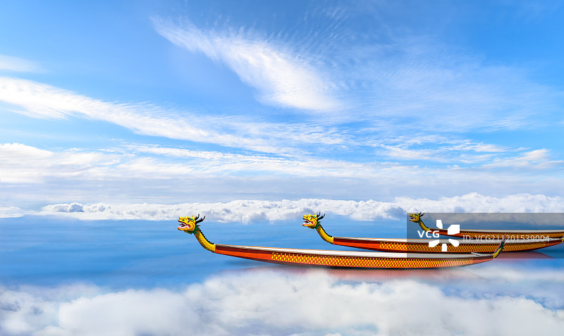 云层与龙舟图片素材