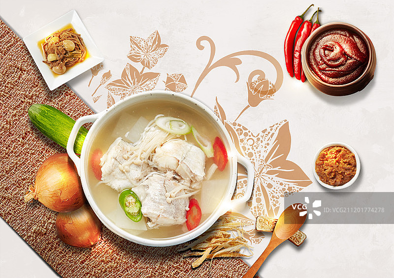 餐桌上摆放的食物数字合成图像图片素材