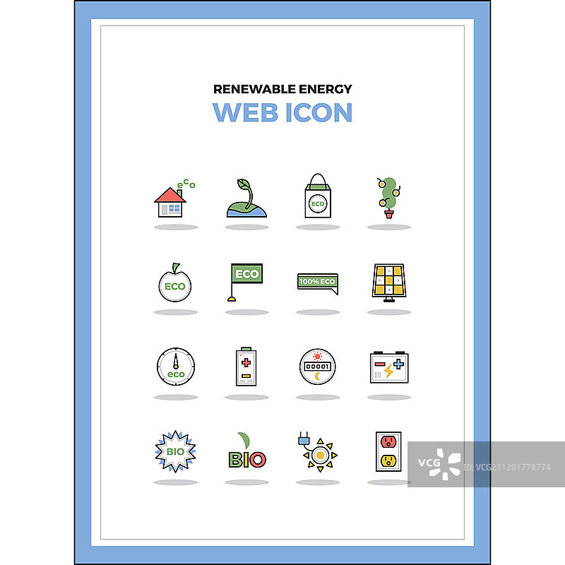 可再生能源图标集图片素材