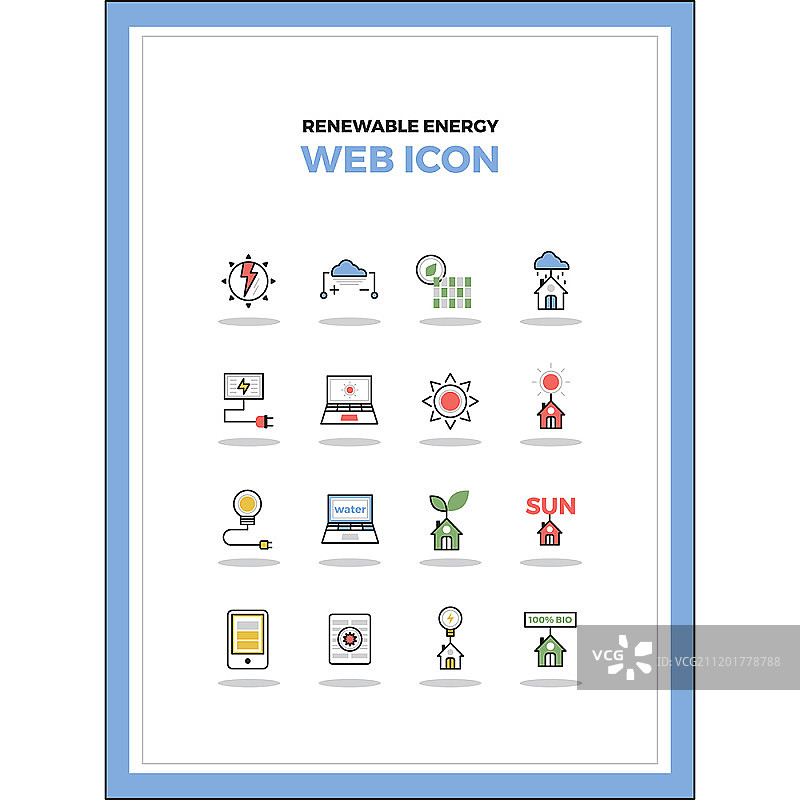 可再生能源图标集图片素材