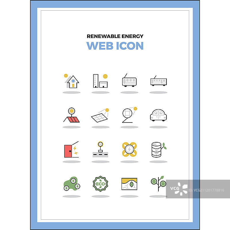 可再生能源图标集图片素材