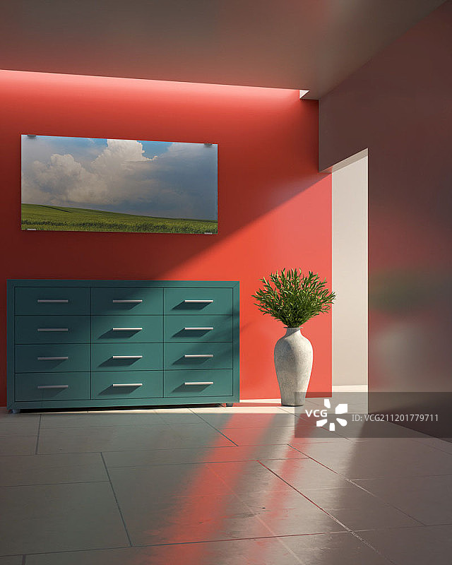 珊瑚色室内设计图片素材