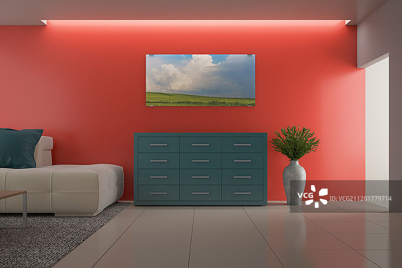 珊瑚色室内设计图片素材