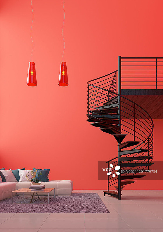 珊瑚色室内设计图片素材