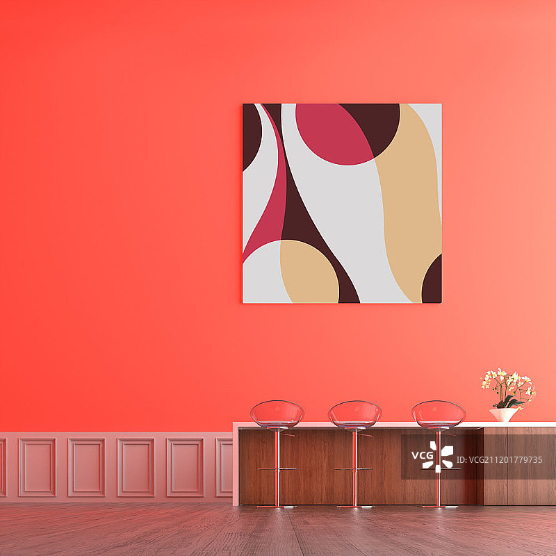 珊瑚色室内设计图片素材