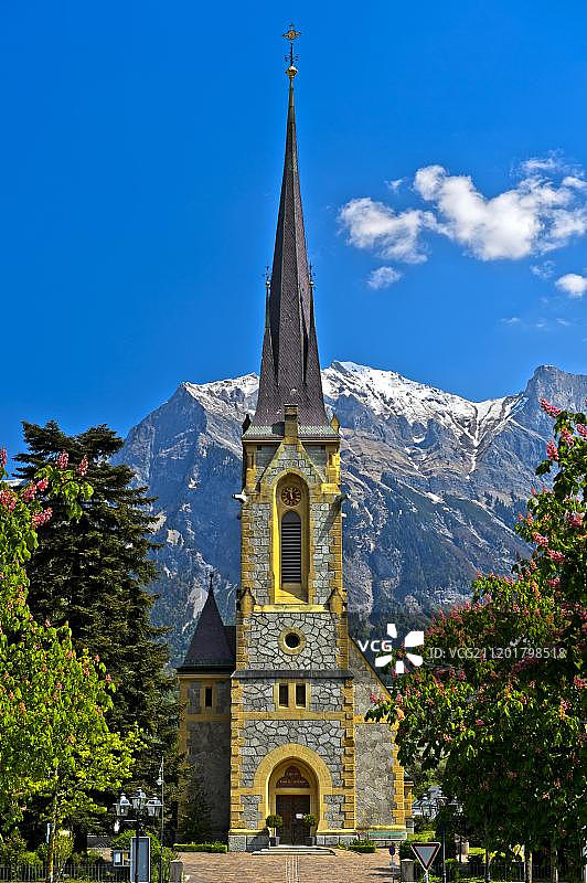 福音改革教会，巴德拉加茨，圣加仑州，瑞士，欧洲图片素材