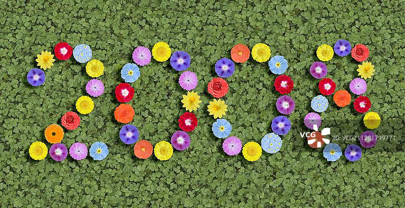 鲜花写成的年份图片素材