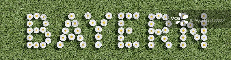 用鲜花写成的巴伐利亚德语单词图片素材