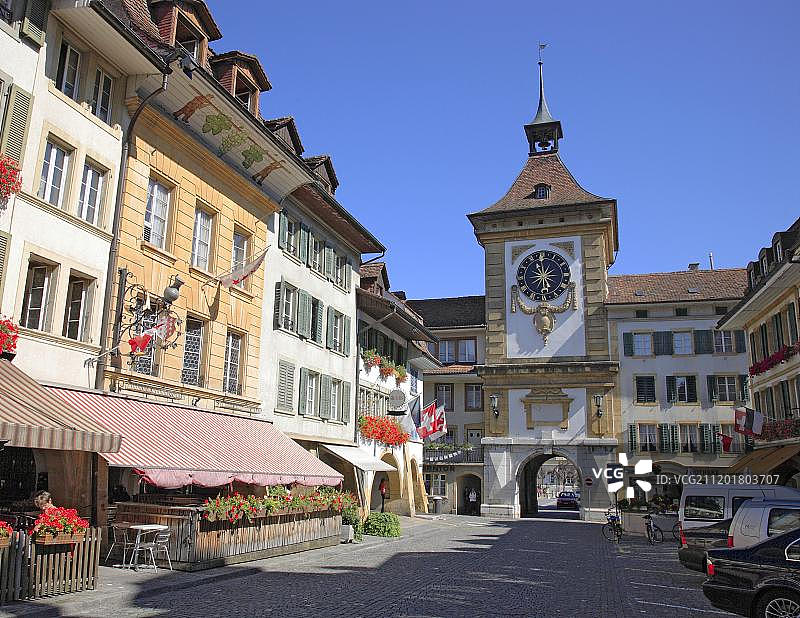 瑞士弗里堡州穆尔滕的伯尔尼门图片素材
