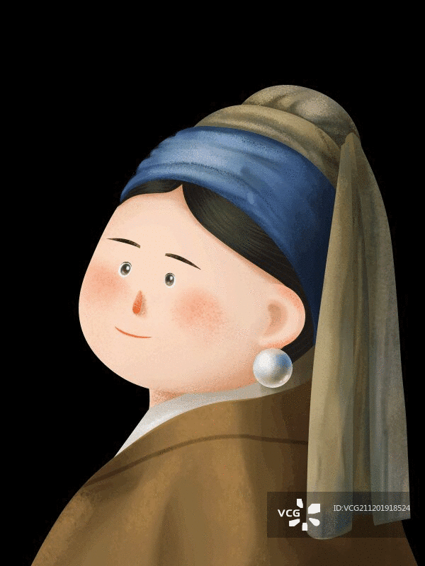 戴珍珠耳环的少女图片素材