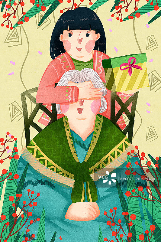 小清新风格母亲节母女插画图片素材