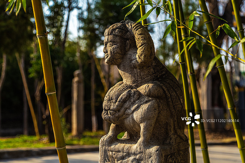 西安关中民俗艺术博物馆拴马桩图片素材