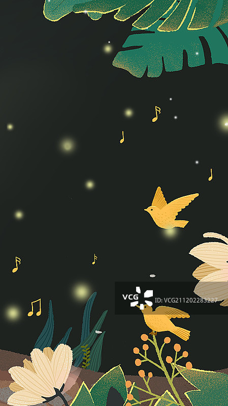 手绘森林插画图片素材