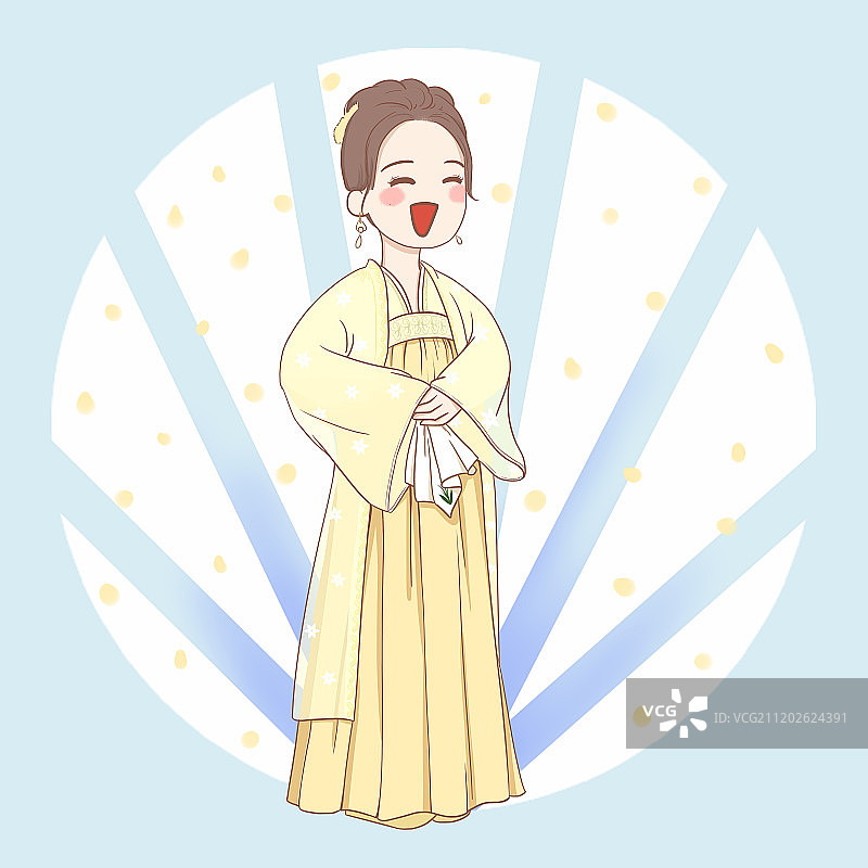 古风可爱少女插画图片素材