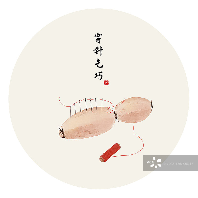 七夕节习俗穿针乞巧图片素材
