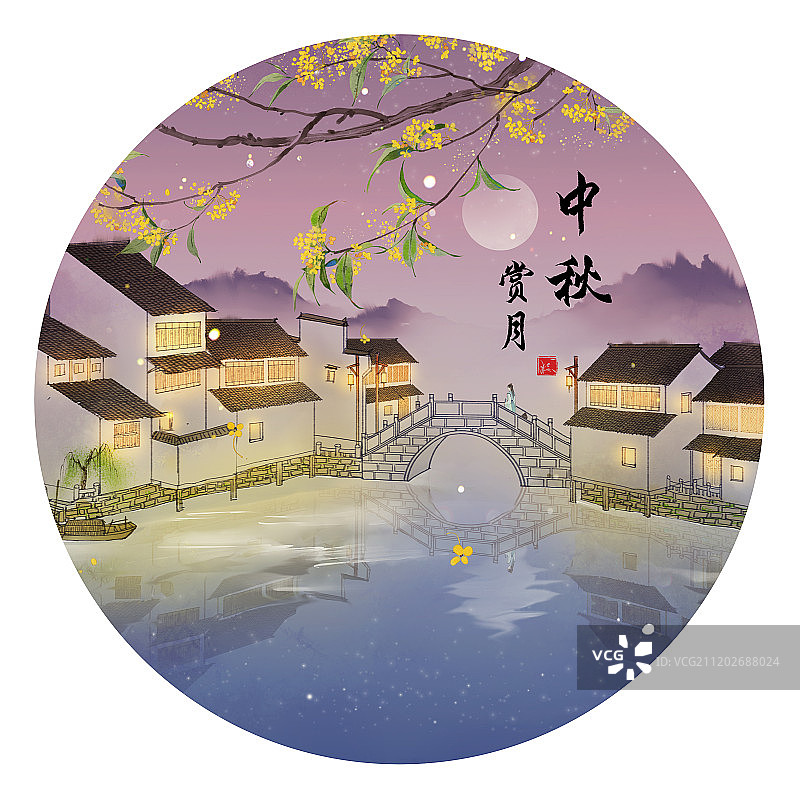 中秋节习俗赏月图片素材