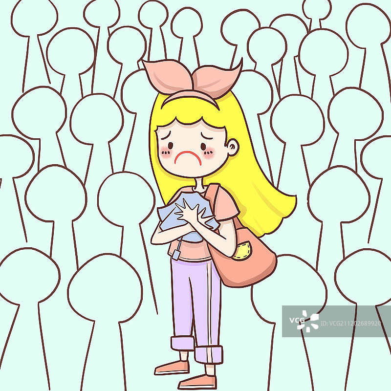拥挤的人群不开心插画图片素材