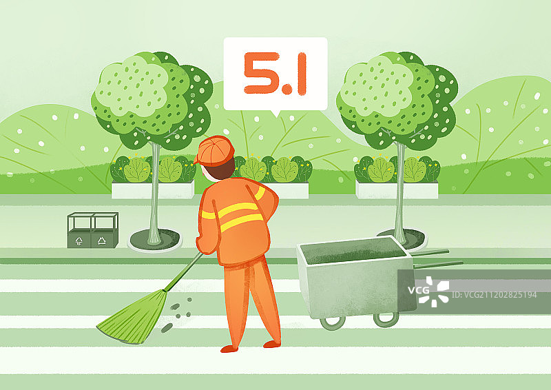 五一劳动节之城市园丁清洁工图片素材