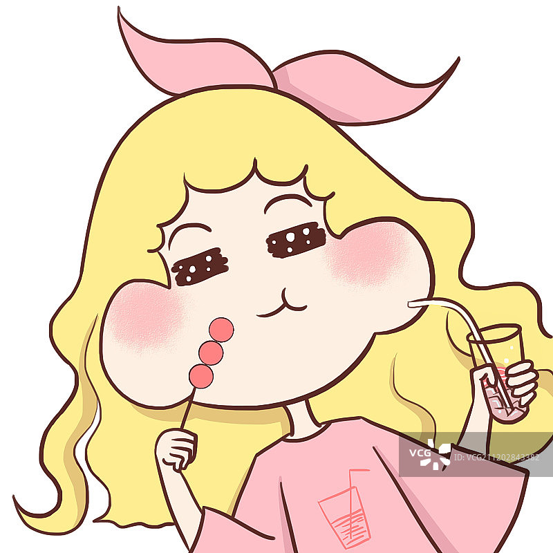 可爱吃货女孩头像插画图片素材