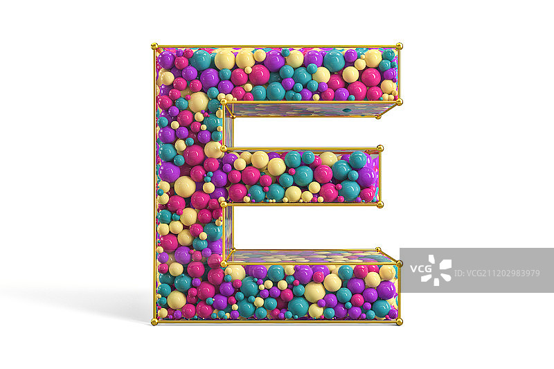 3D由金属骨架组成彩色的球组装满的B图片素材