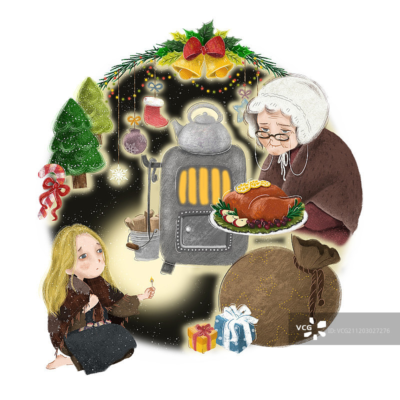 卖火柴的小女孩图片素材