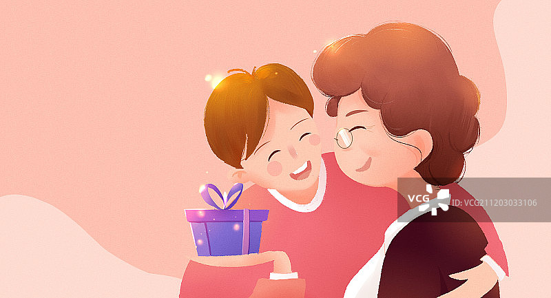 致爱母亲节送礼物插画图片素材
