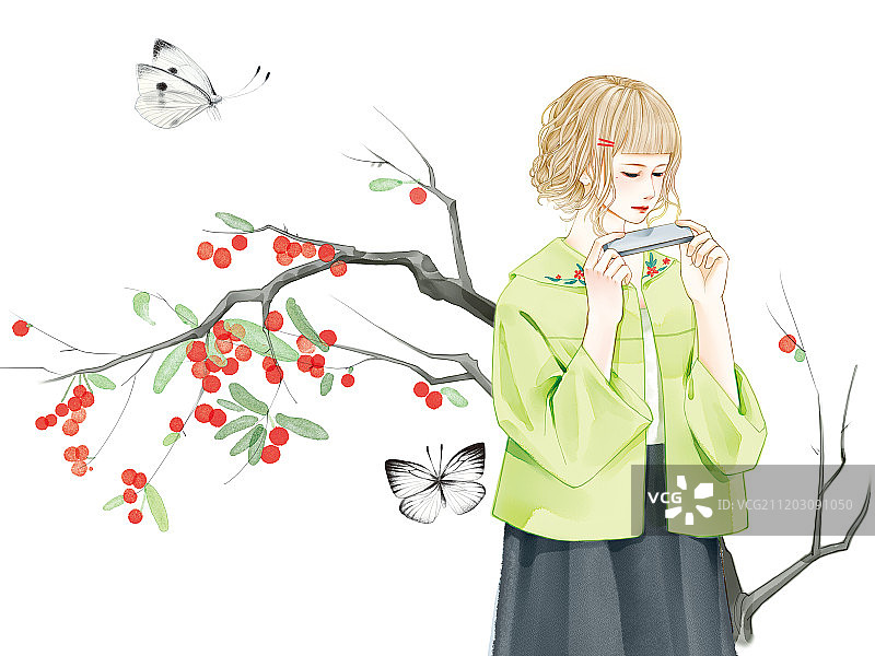 红豆少女图片素材