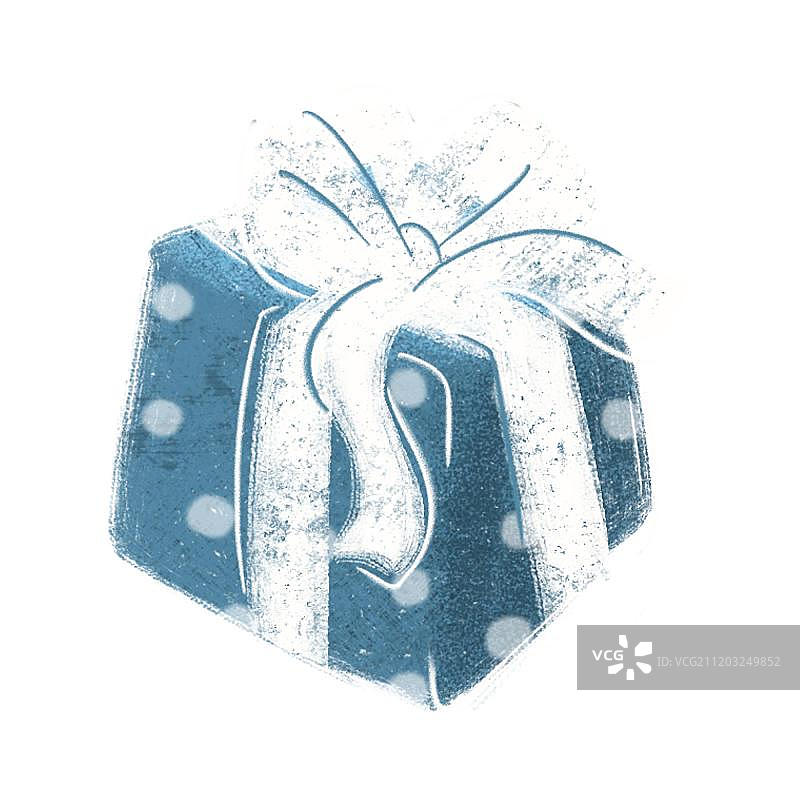 蓝底白色波点包装的礼物盒图片素材