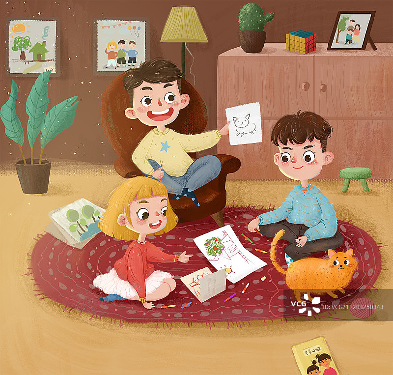 一起画画的朋友图片素材